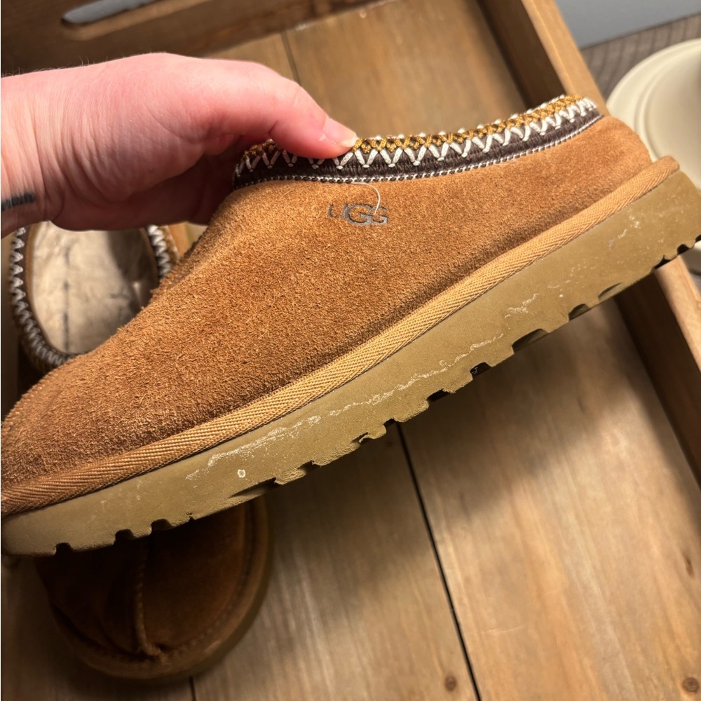 Ugg Size 8 Tasman Cozy Chestnut Suede Shearling Slipper Clogs - Picture 6 of 9